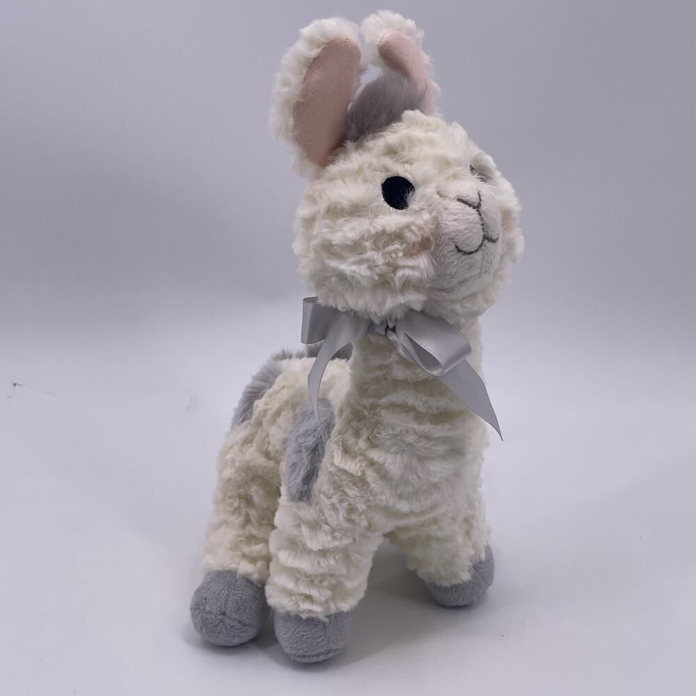 Lil Llama 12.5" Plush Stuffed Animal GiftCraft 2017 Grey White Bow Soft Cuddly